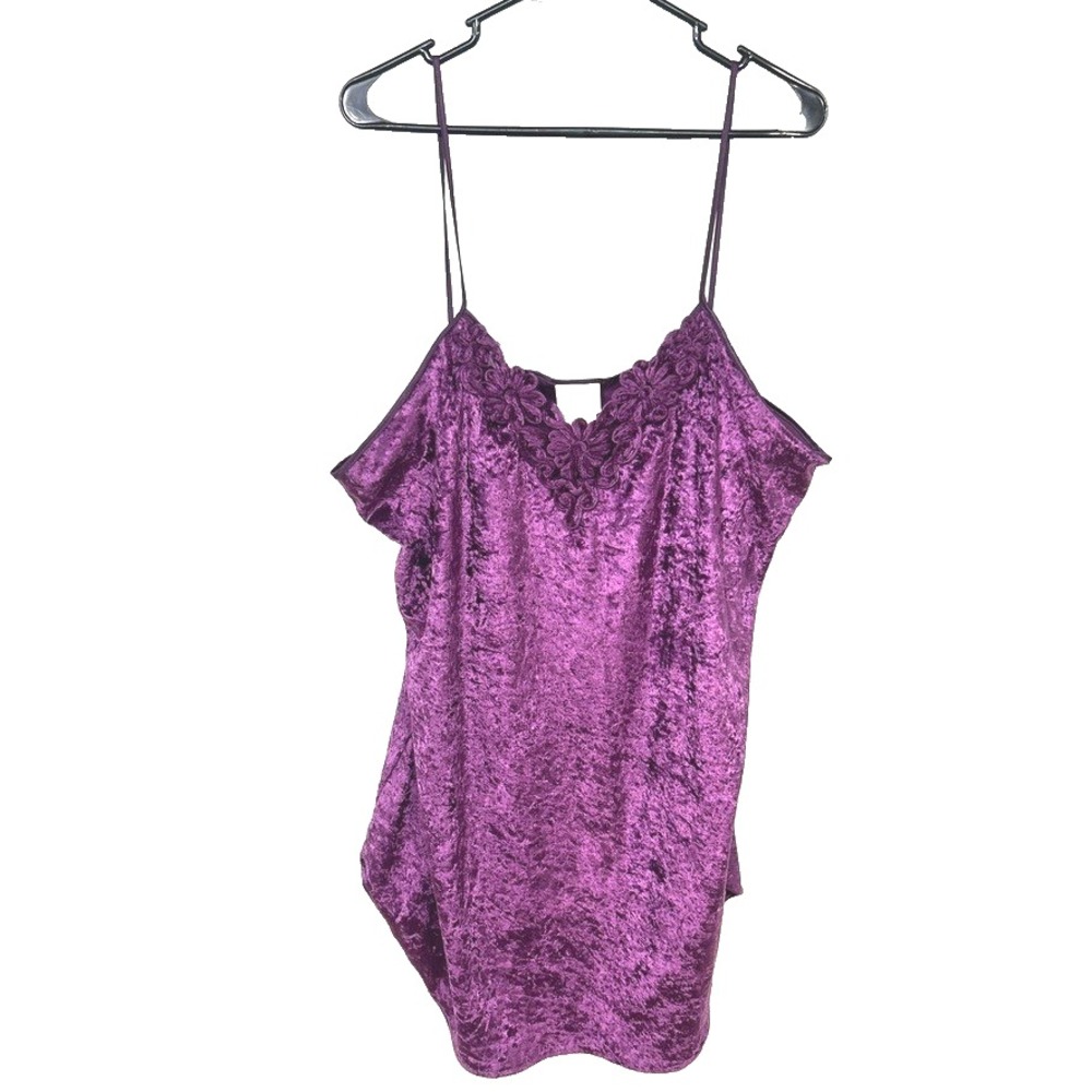 Purple Velvet Lace Slip Cami Top XL Fairy Goth Y2K Coquette‎ Romantic Night Out